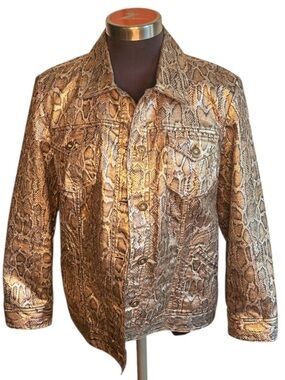 Metallic Snake-Print Women’s Jacket - Gold